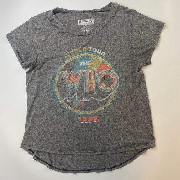 Bandmerch Tops - The Who Band T-shirt Grey Womens Small World Tour 1968 Licensed Retro Spellout